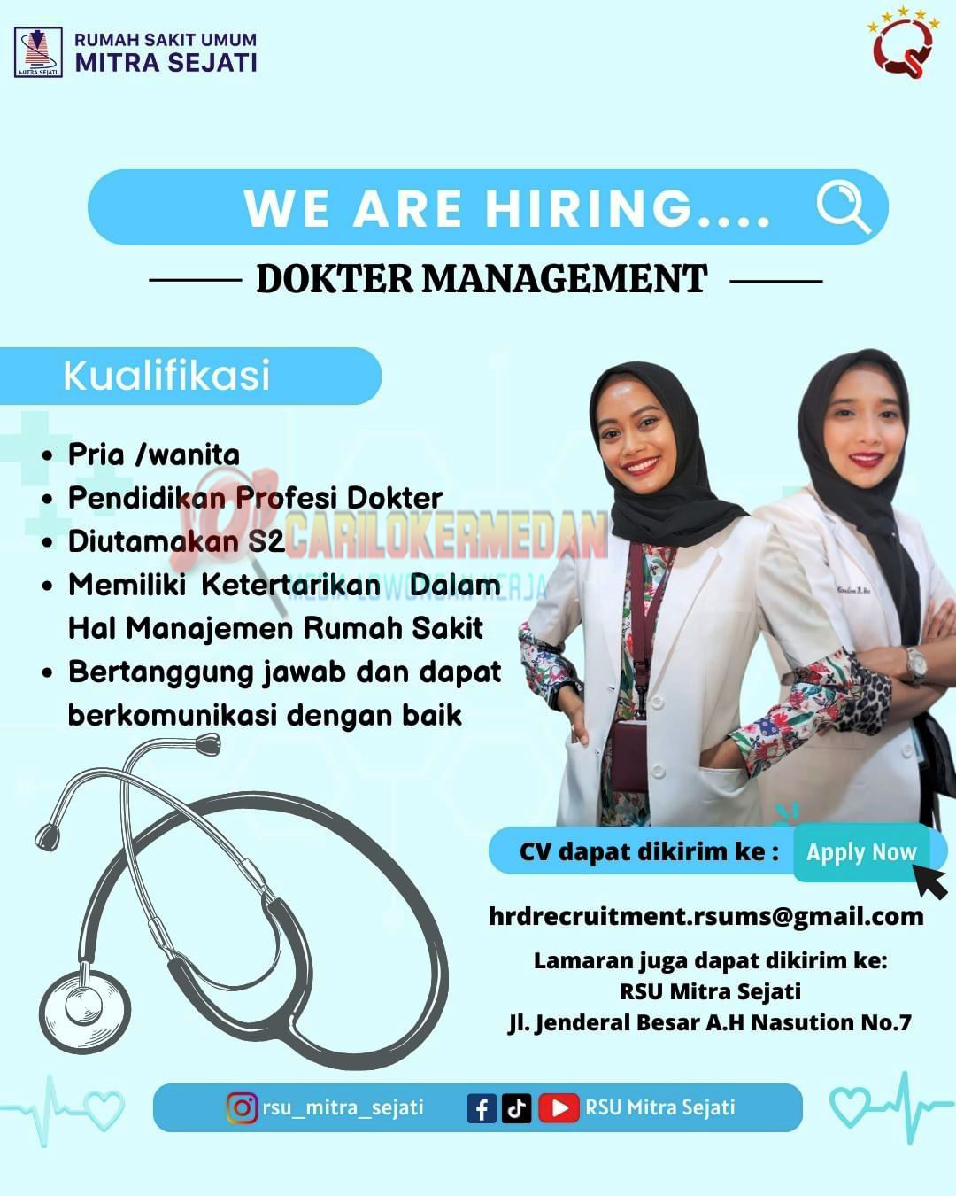 Loker SMA SMK D3 S1 S2 Di RSU Mitra Sejati Medan 2023 2