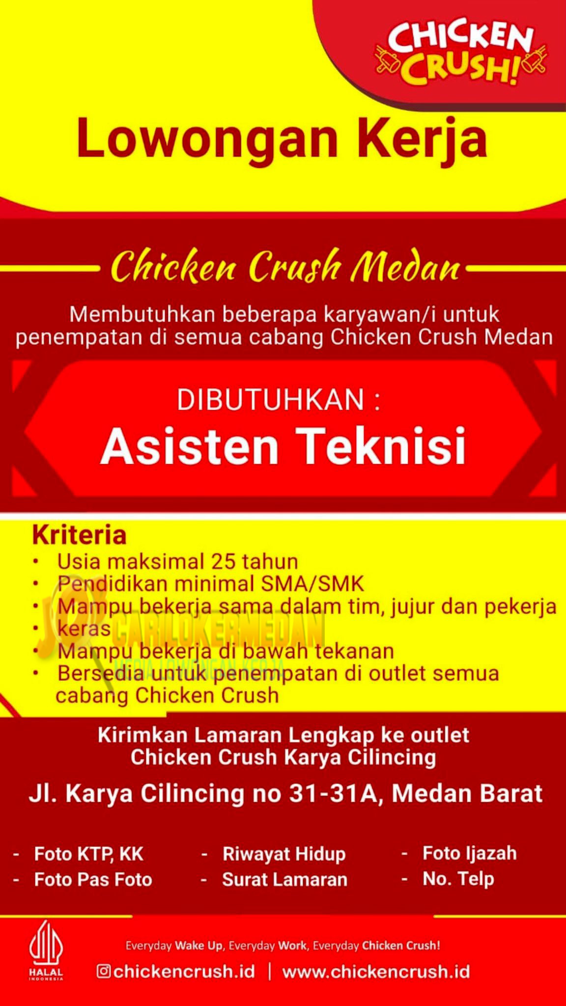 Loker SMA SMK Di Chicken Crush Medan November 2023