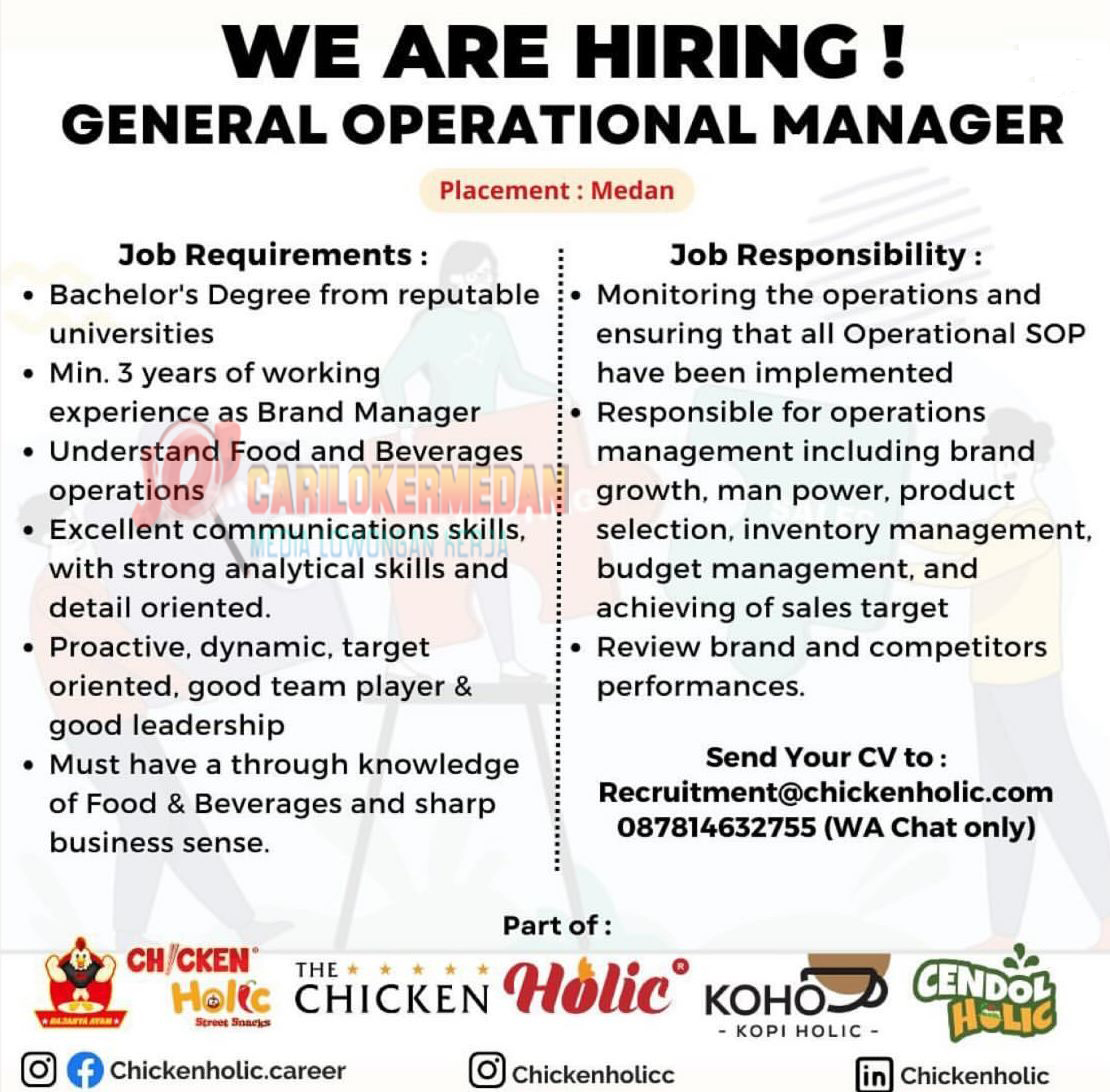 Loker SMA SMK S1 Di Chicken Holic Medan Marelan 2023 1