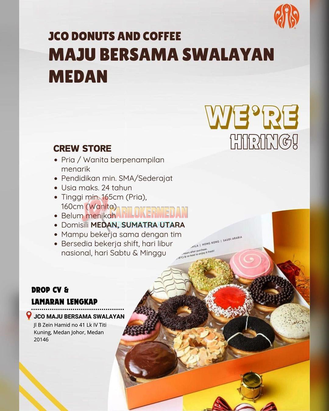 Info Loker SMA SMK Di JCO Donuts & Coffee Medan Januari 2024