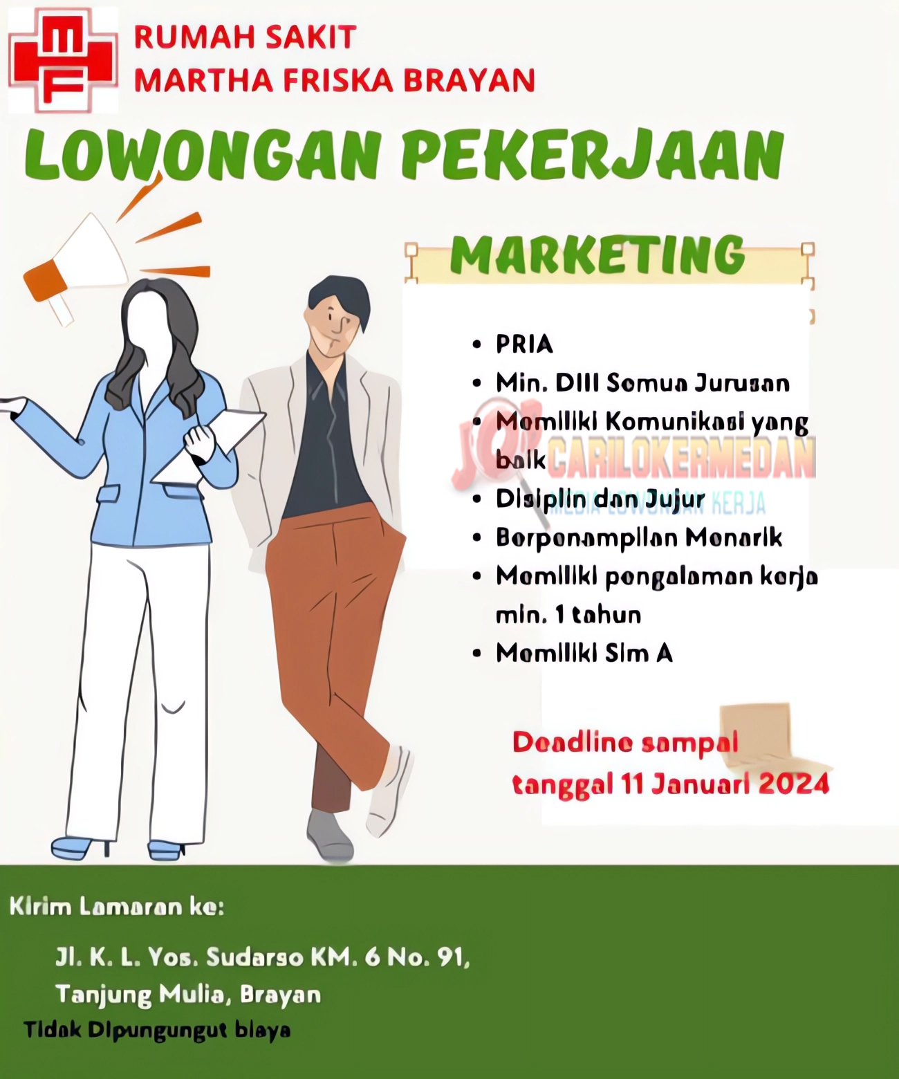 Loker D3 S1 Di RSU Martha Friska Brayan Medan Januari 2024