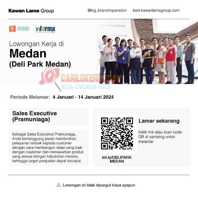 Loker Di Kawan Lama Group Deli Park Mall Medan Januari 2024