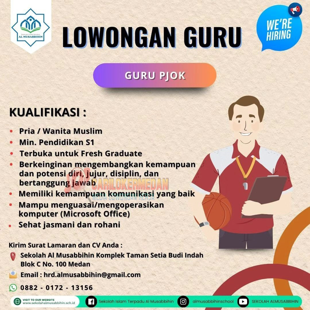 Loker S1 Di Sekolah Islam Terpadu Al Musabbihin Medan 2024