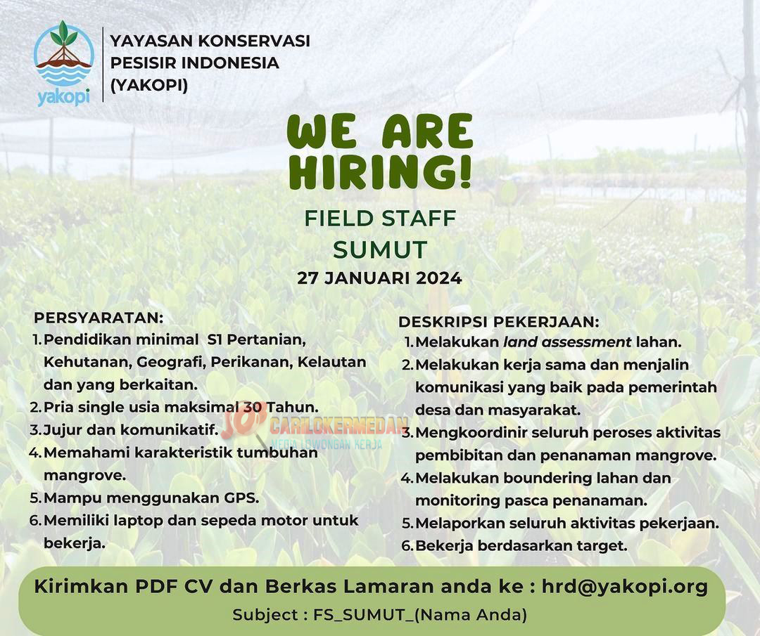 Loker S1 Di Yayasan Konservasi Pesisir Indonesia Medan 2024