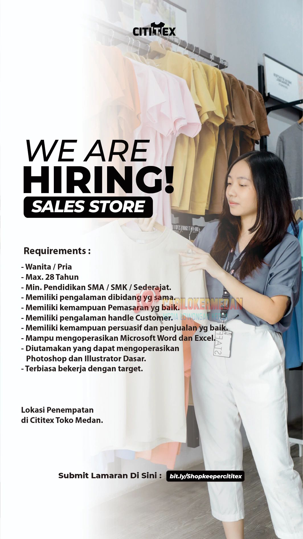 Loker Tamatan SMA SMK Di Cititex Medan Januari 2024