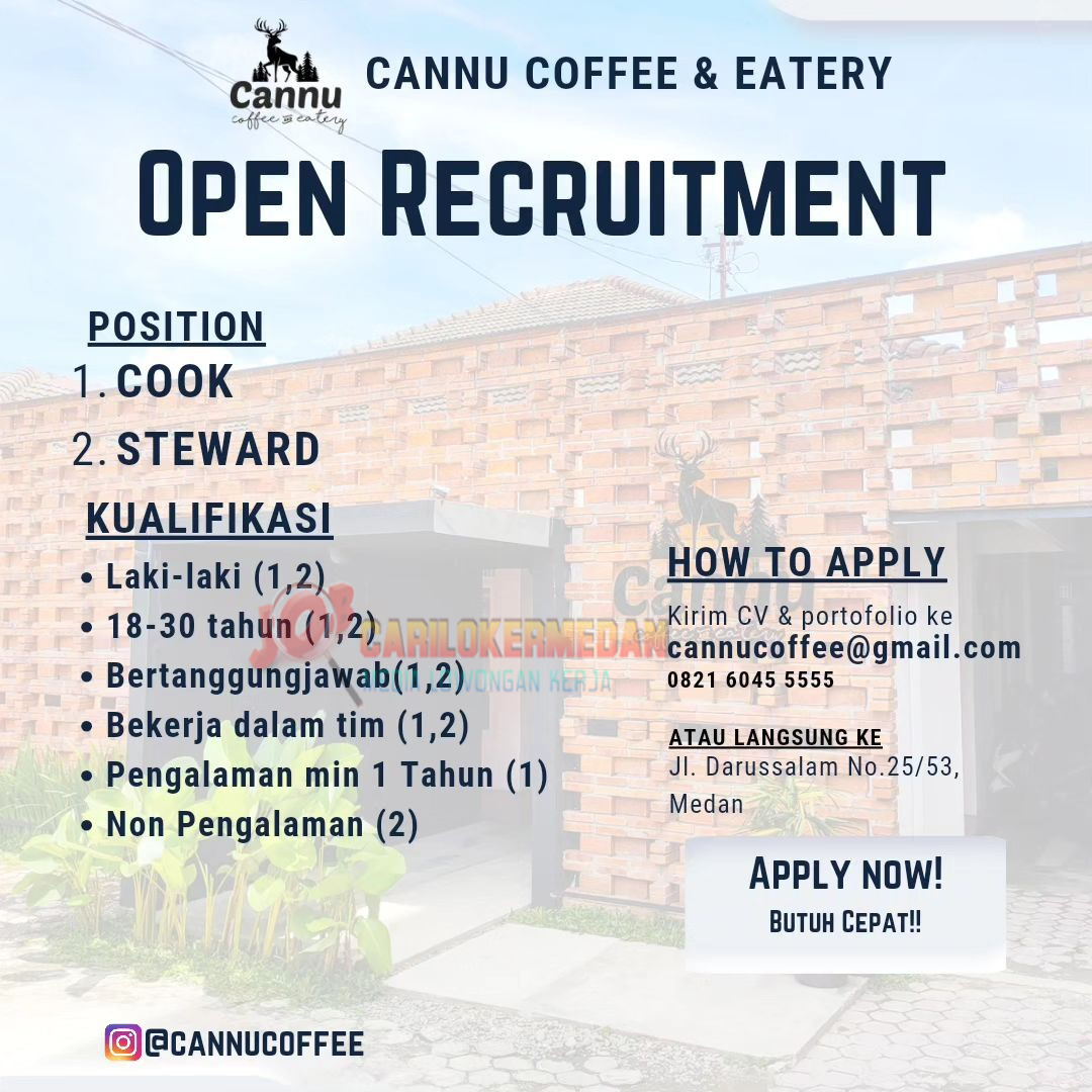 Lowongan Kerja Di Cannu Coffee And Eatery Medan Februari 2024