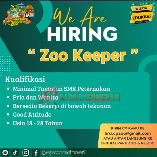 Loker SMK Di Central Park Zoo and Resort Medan Maret 2024