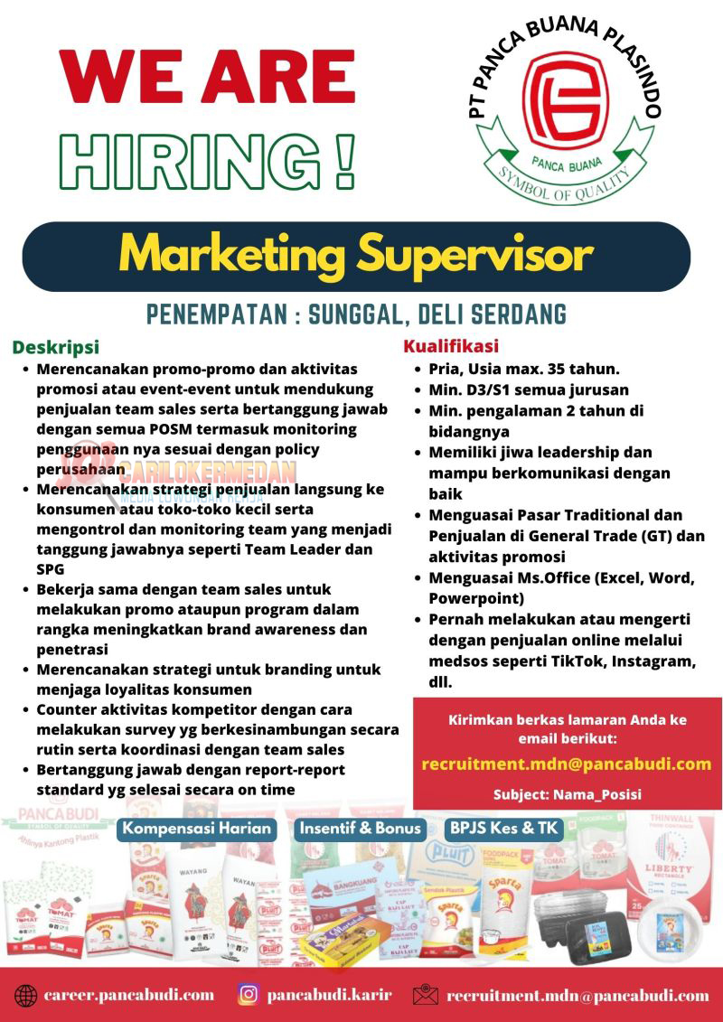 Loker D3 S1 Di PT Panca Buana Plasindo Medan April 2024