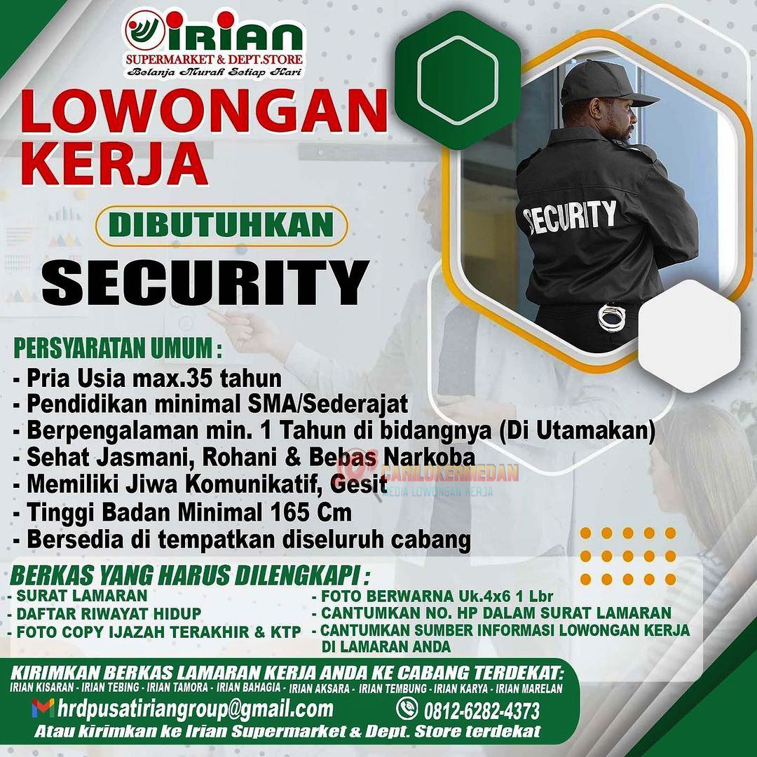 Loker Tamatan SMA SMK S1 Di Irian Group Medan April 2024 3
