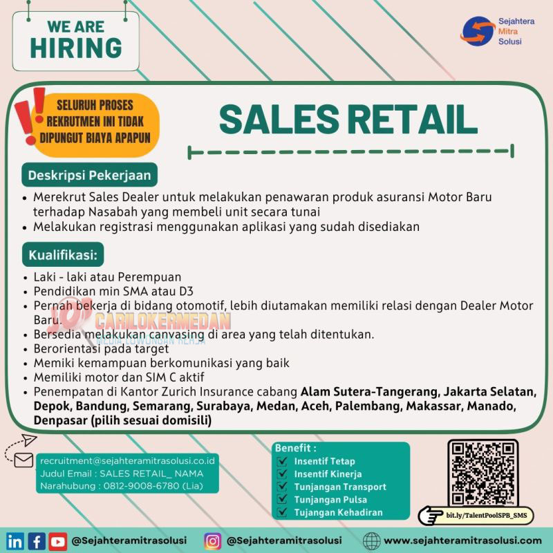 Loker SMA SMK D3 Di PT Sejahtera Mitra Solusi Medan Juli 2024