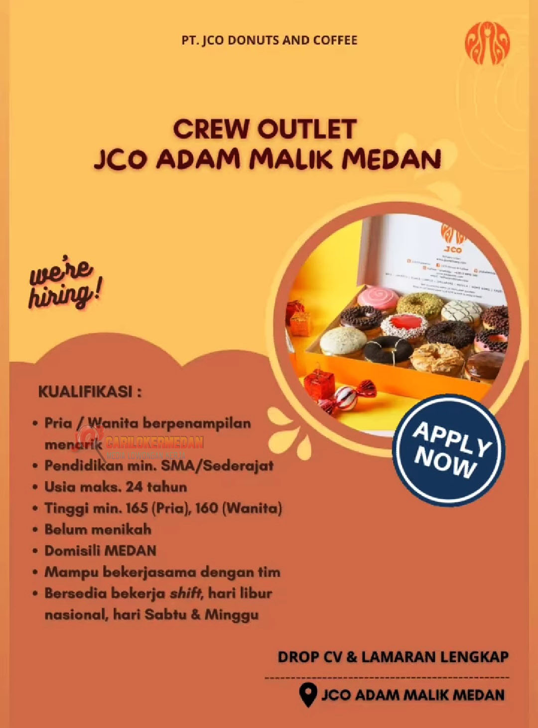 Loker SMA SMK Di PT JCO Donuts & Coffee Medan Juli 2024