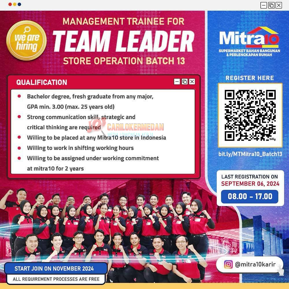 Loker S1 Di PT Catur Mitra Sejati Sentosa Mitra10 Medan 2024