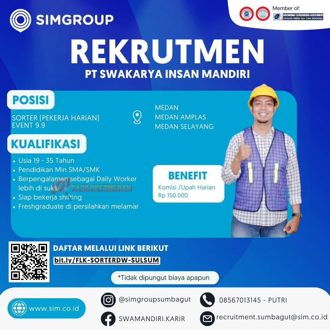 Loker SMA SMK Di PT Swakarya Insan Mandiri Medan 2024