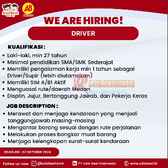 Loker Tamatan SMA SMK Di PT Asia Best Indonesia Medan 2024 3