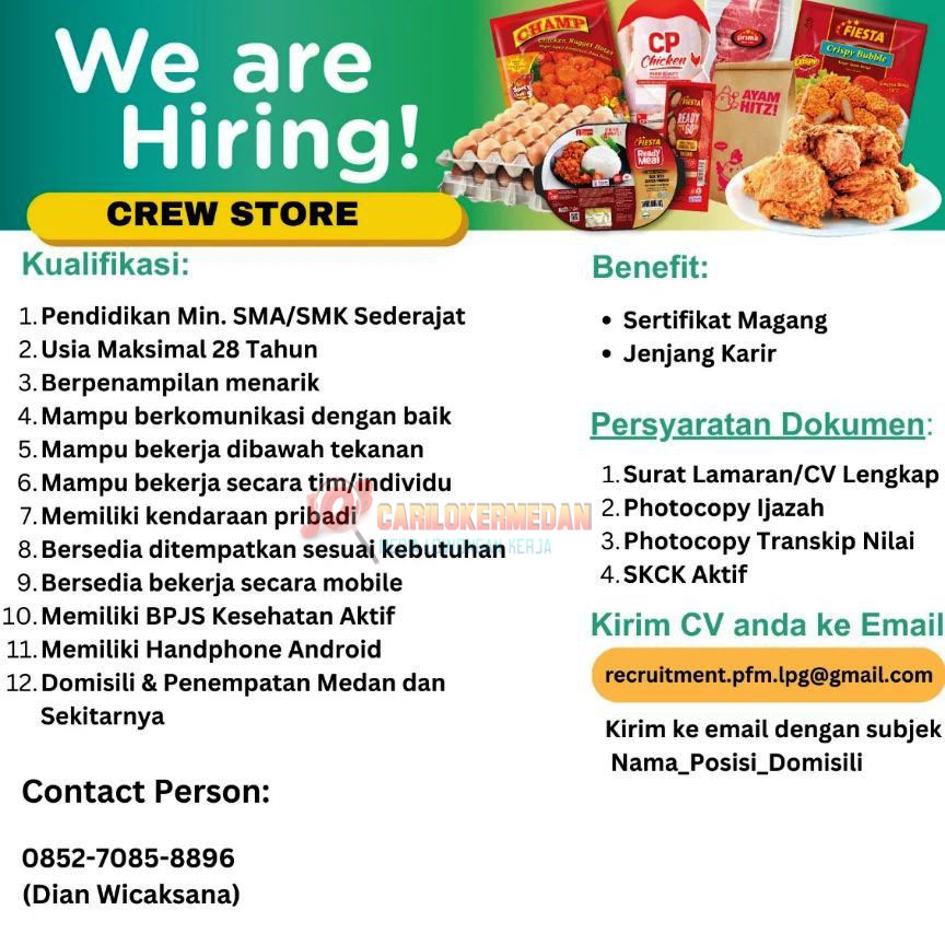 Loker SMA SMK Di PT Primafood International Medan 2024