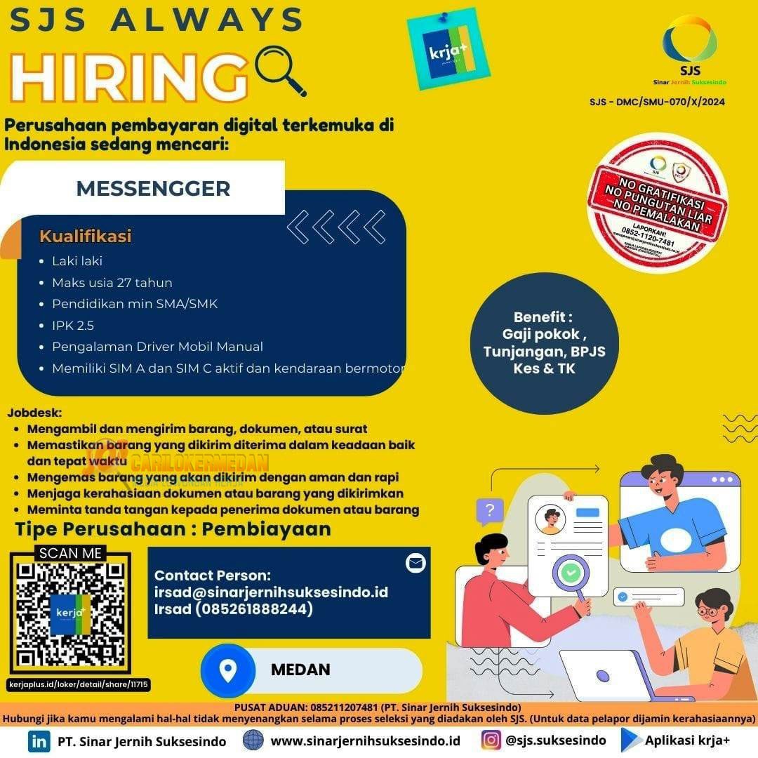 Loker SMA SMK Di PT Sinar Jernih Suksesindo Medan 2024