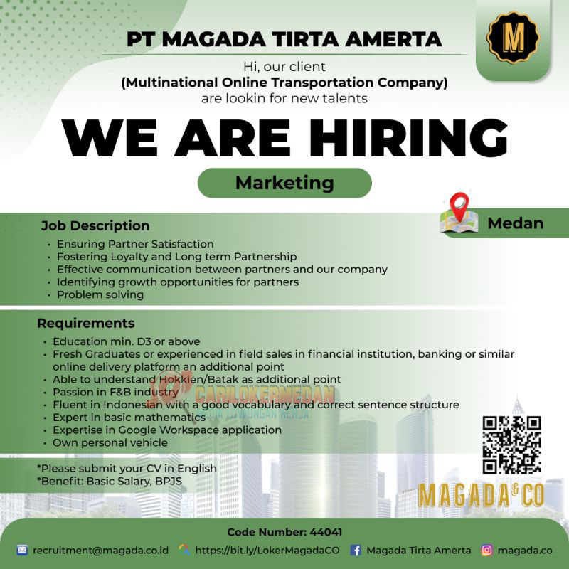 Loker D3 S1 Di PT Magada Tirta Amerta Medan Desember 2024