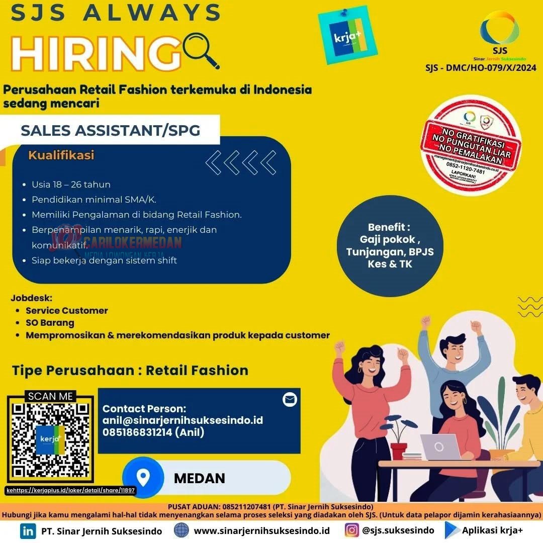 Loker SMA SMK Di PT Sinar Jernih Suksesindo Medan 2024