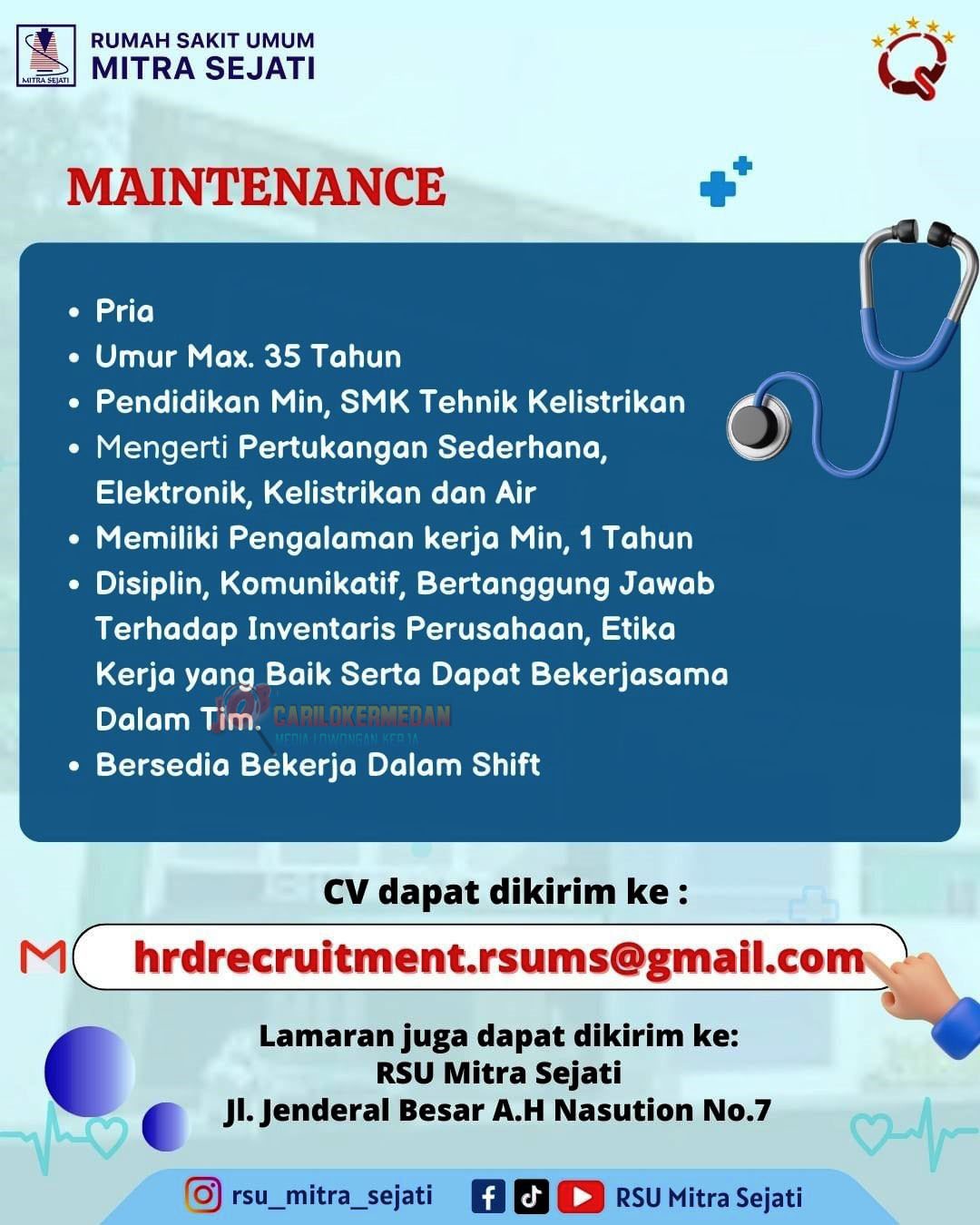 Loker Tamatan SMK Di RSU Mitra Sejati Medan Desember 2024