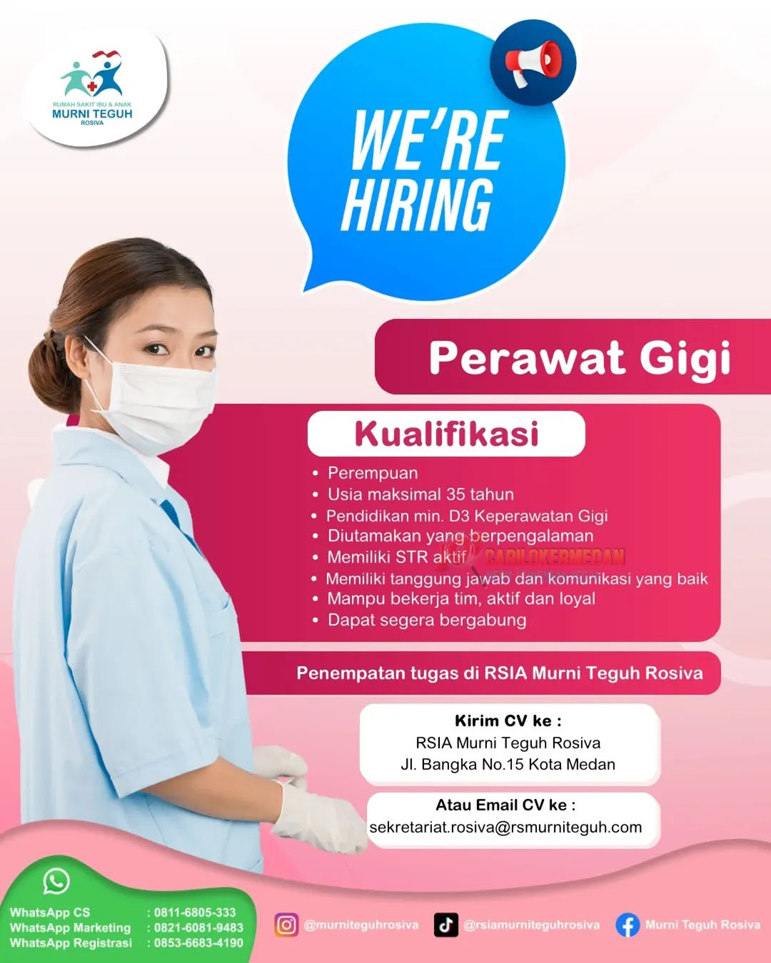 Loker D3 S1 Di RSIA Murni Teguh Rosiva Medan Januari 2025