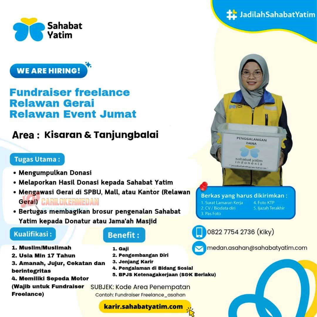 Loker Di Sahabat Yatim Kisaran & Tanjung Balai Januari 2025