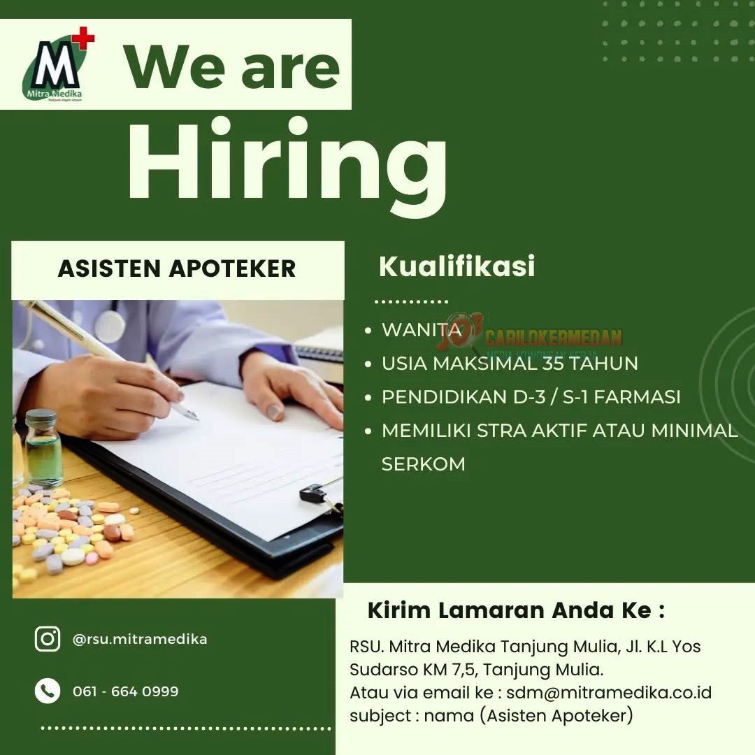 Loker SMA SMK D3 S1 Di RSU Mitra Medika Medan Januari 2025 2