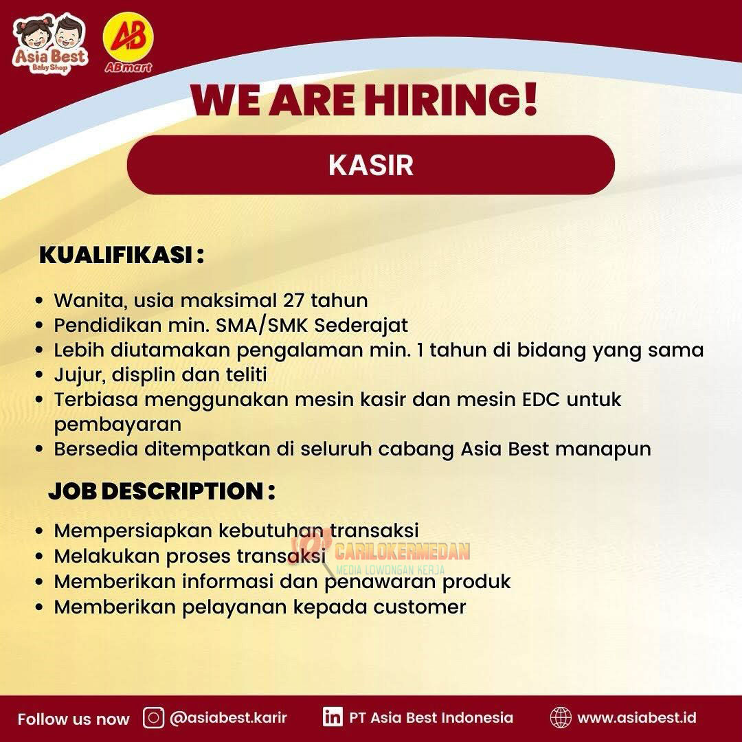 Loker SMA SMK Di PT Asia Best Indonesia Medan Januari 2025 3