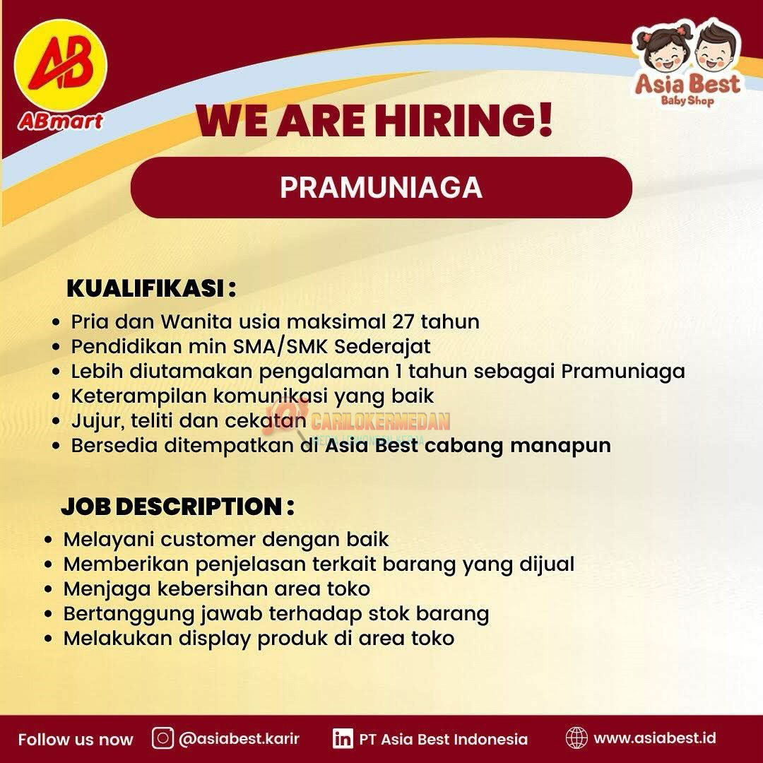 Loker SMA SMK Di PT Asia Best Indonesia Medan Januari 2025 4