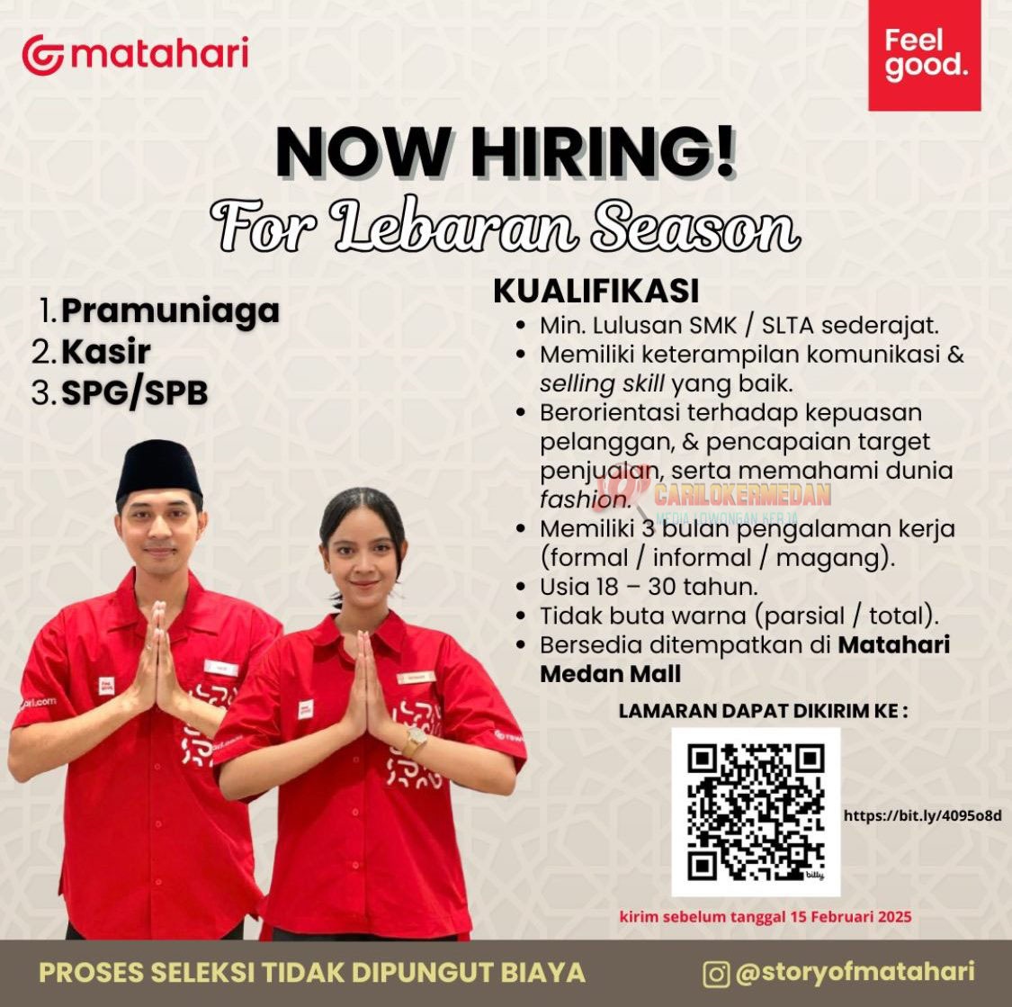 Loker SMA SMK Di PT Matahari Department Store Medan 2025