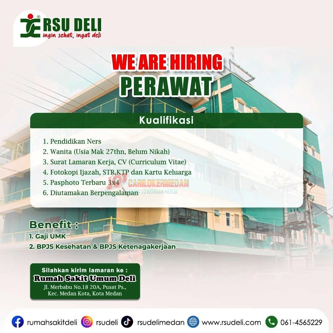 Loker Tamatan Ners Di RSU Deli Medan Januari 2025