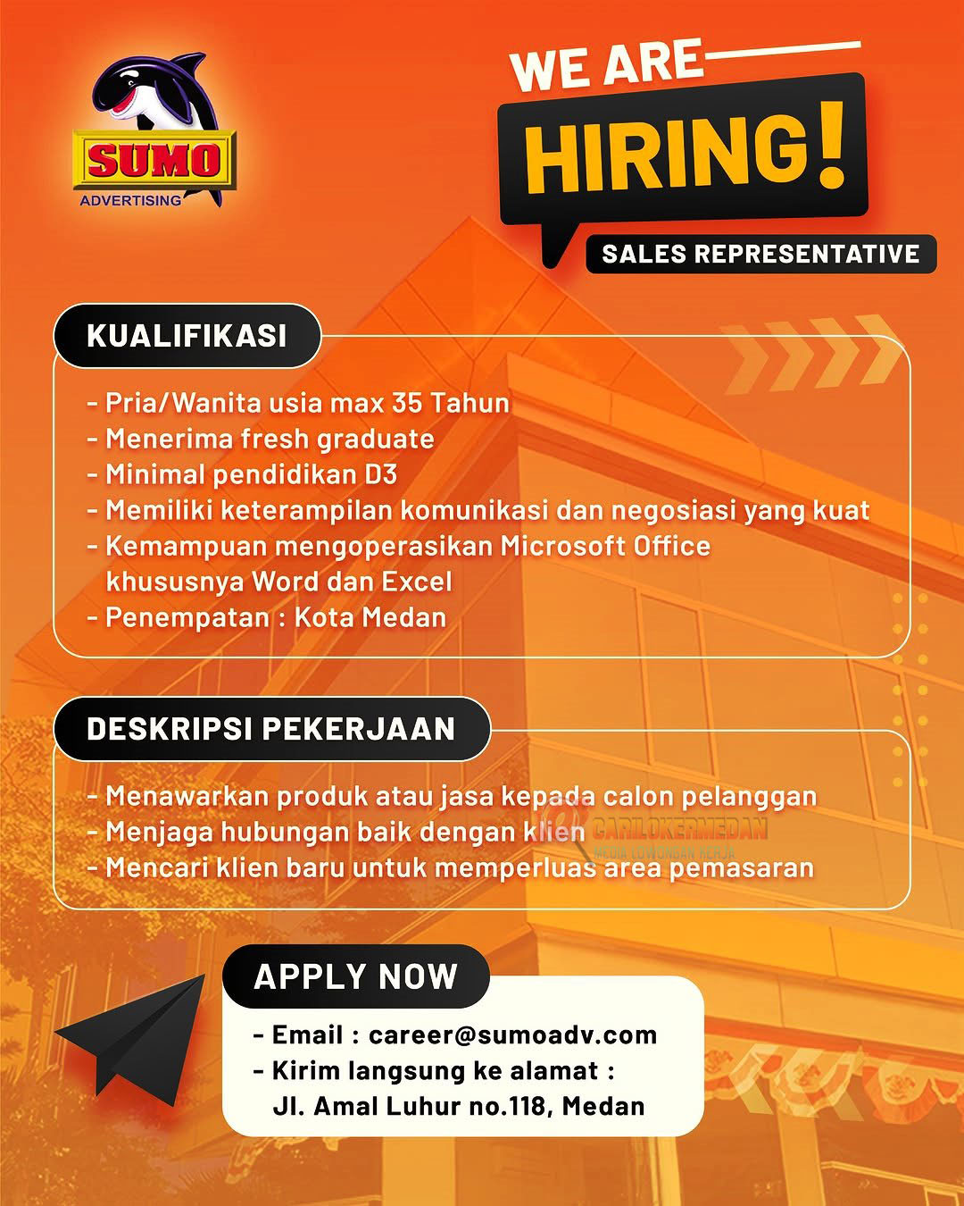 Loker D3 S1 Di PT Sumo Internusa Indonesia Medan 2025