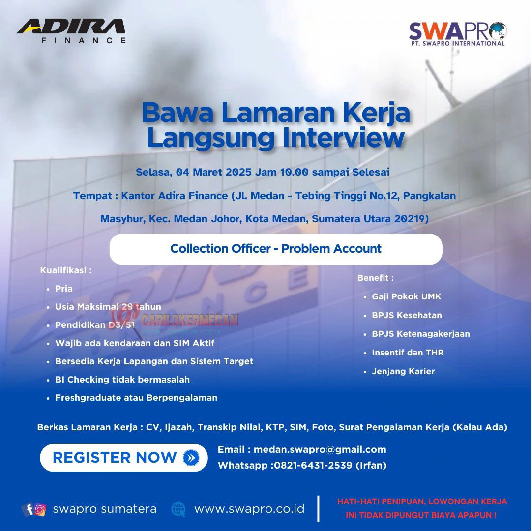 Loker D3 S1 Di PT Swapro International Medan Pakam Kabanjahe 1