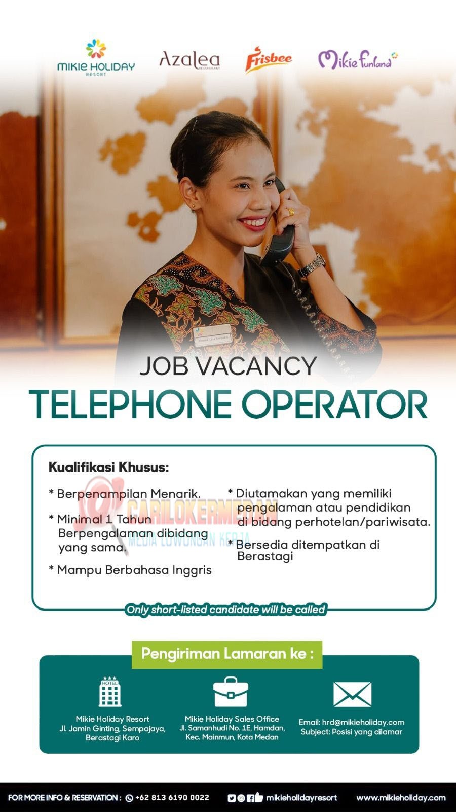 Loker Di Mikie Holiday Resort Berastagi Februari 2025 2