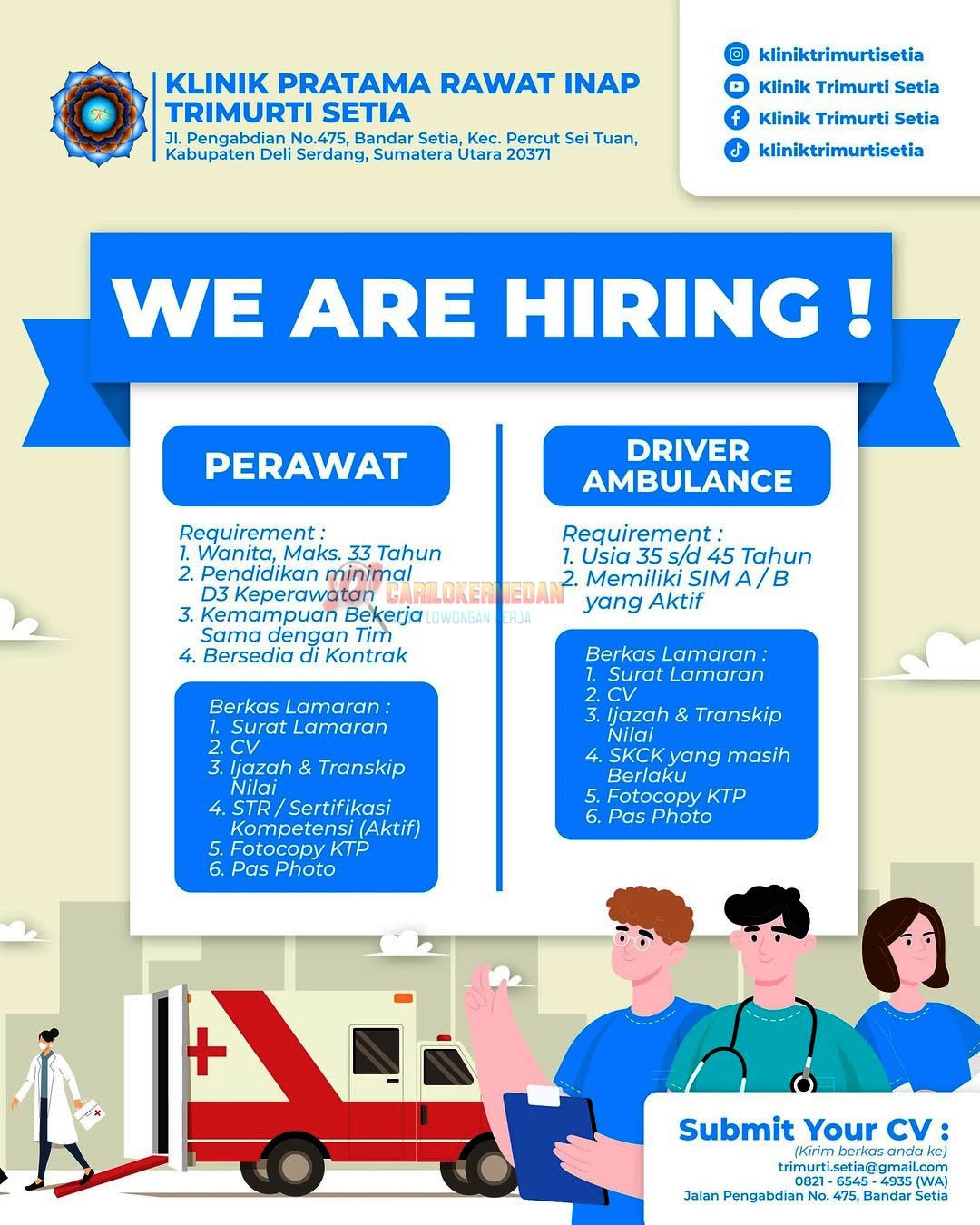 Loker SMA SMK D3 S1 Di Klinik Trimurti Setia Medan 2025 1