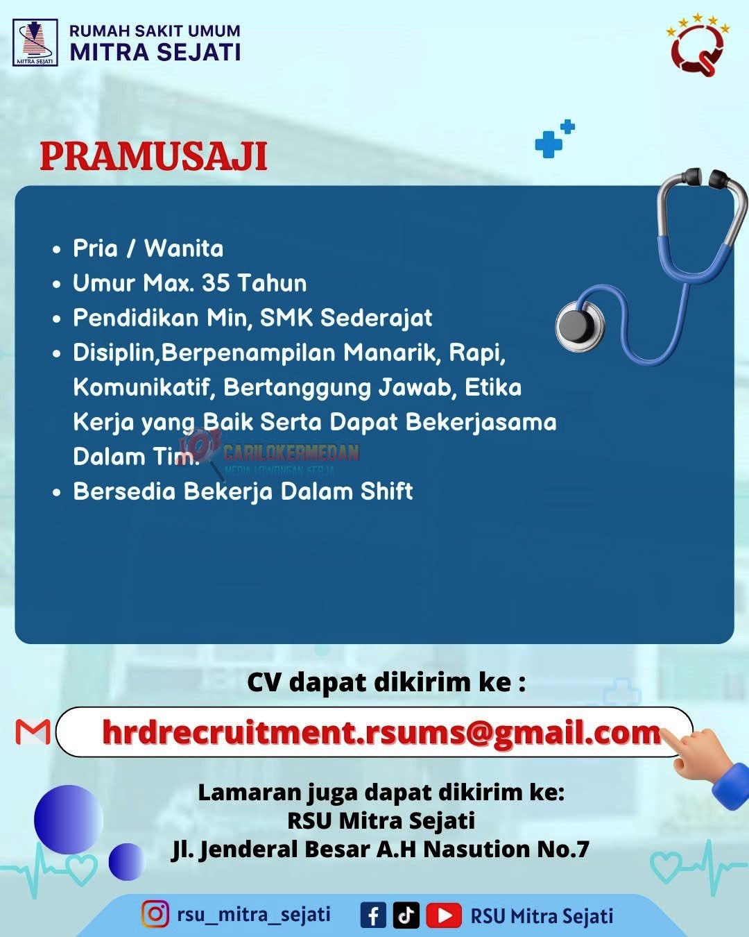 Loker Tamatan SMK Di RSU Mitra Sejati Medan Februari 2025 1