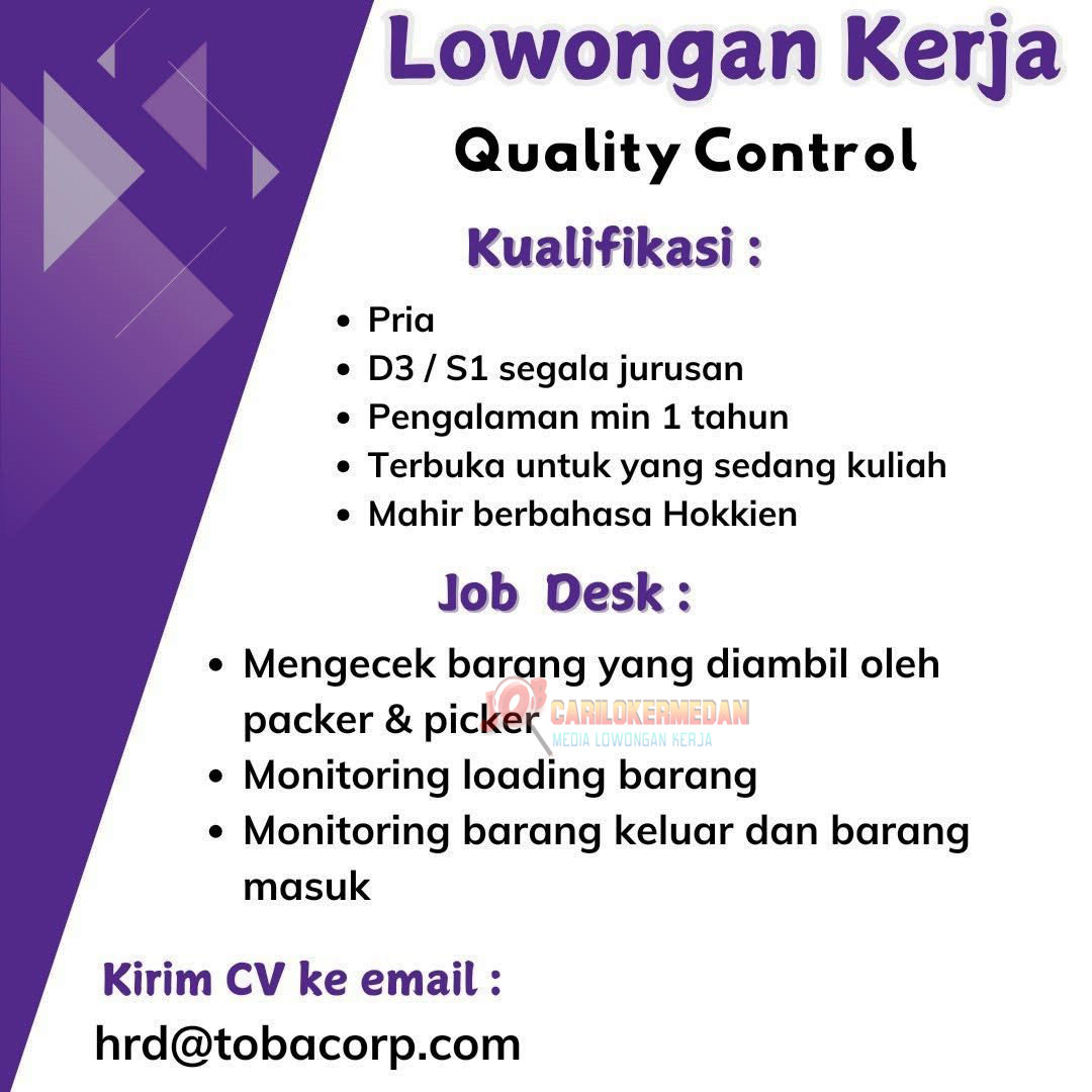 Loker D3 S1 Di PT Harindo Toba Sejati Medan Maret 2025