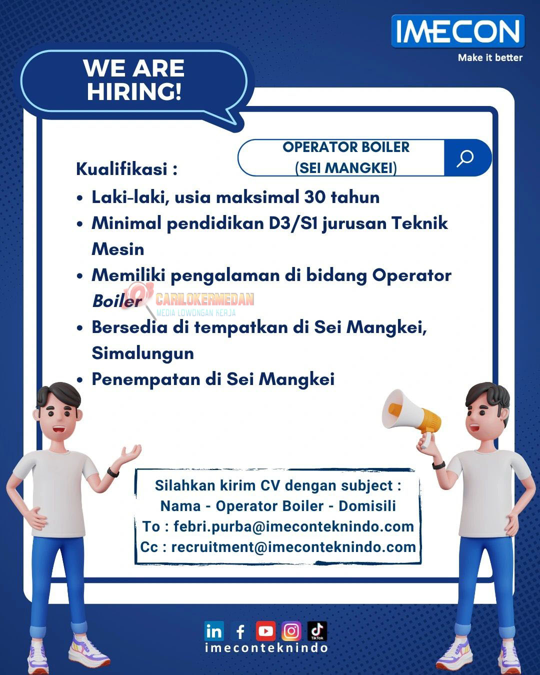 Loker D3 S1 Di PT Imecon Teknindo Deli Serdang Sei Mangkei