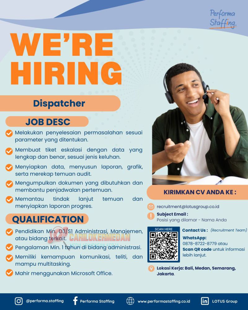 Loker D3 S1 Di Performa Staffing Lotus Group Medan Maret 2025