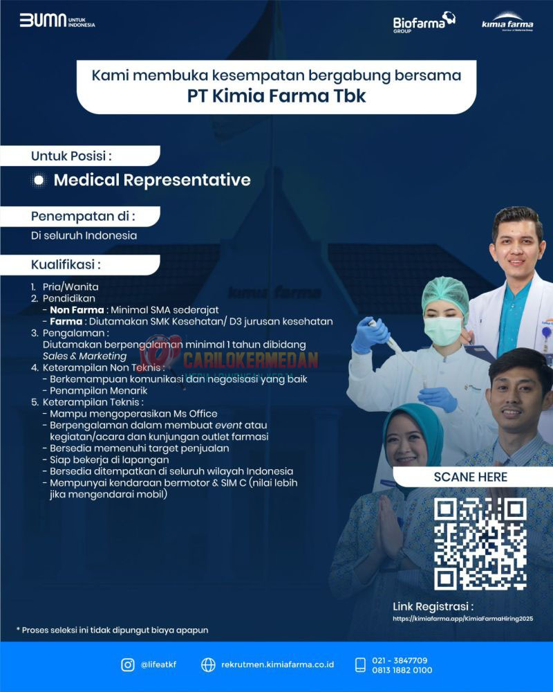 Loker SMA SMK D3 Di PT Kimia Farma Tbk Medan April 2025