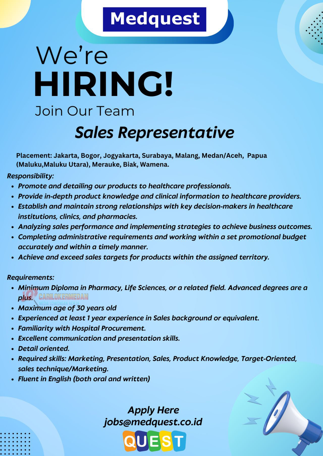 Loker D3 S1 Di PT Medquest Jaya Global Medan Mei 2025