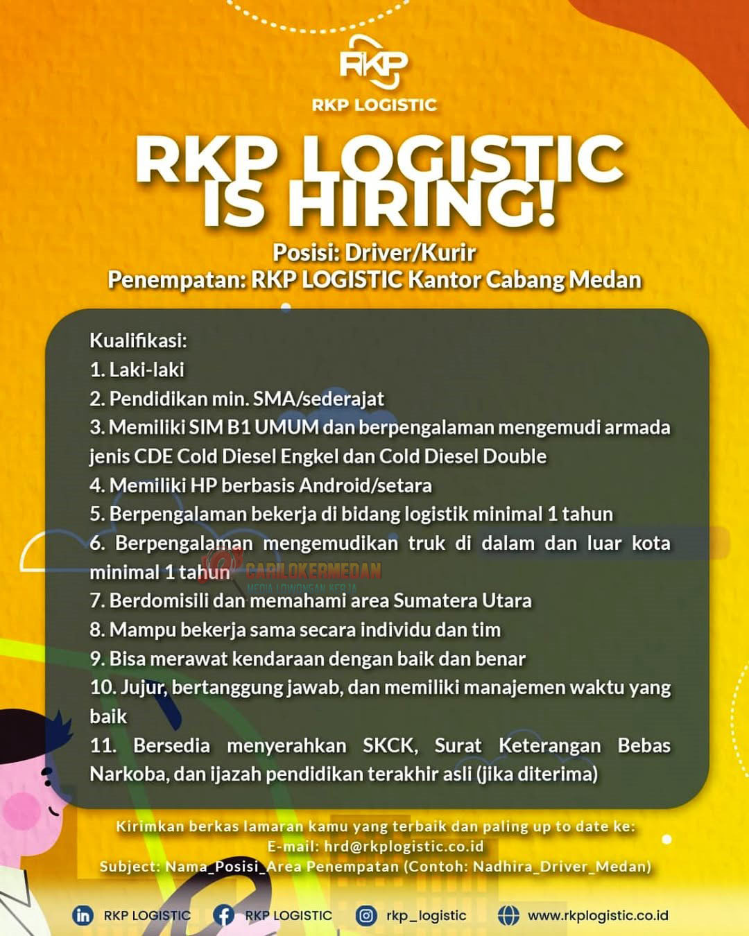 Lowongan Kerja SMA SMK Di RKP Logistic Medan Juni 2025