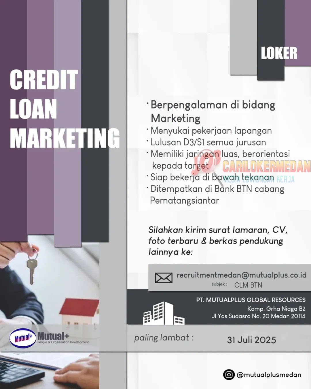 Loker D3 S1 Di PT Mutualplus Global Resources Siantar Juli 2025