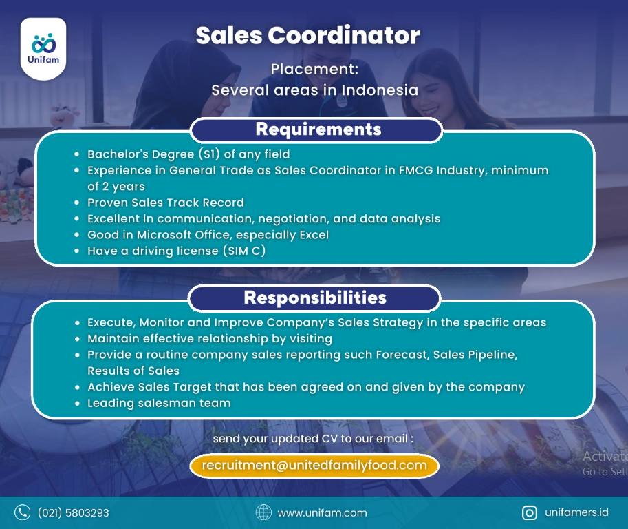 Loker S1 Di PT United Family Food Rantau Prapat Juli 2025