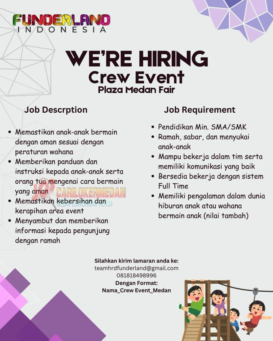 Loker SMA SMK Di Funderland Indonesia Medan Juli 2025