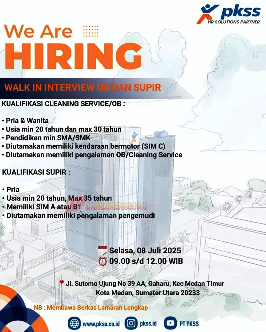 Loker SMA SMK Di PT Prima Karya Sarana Sejahtera Medan 2025