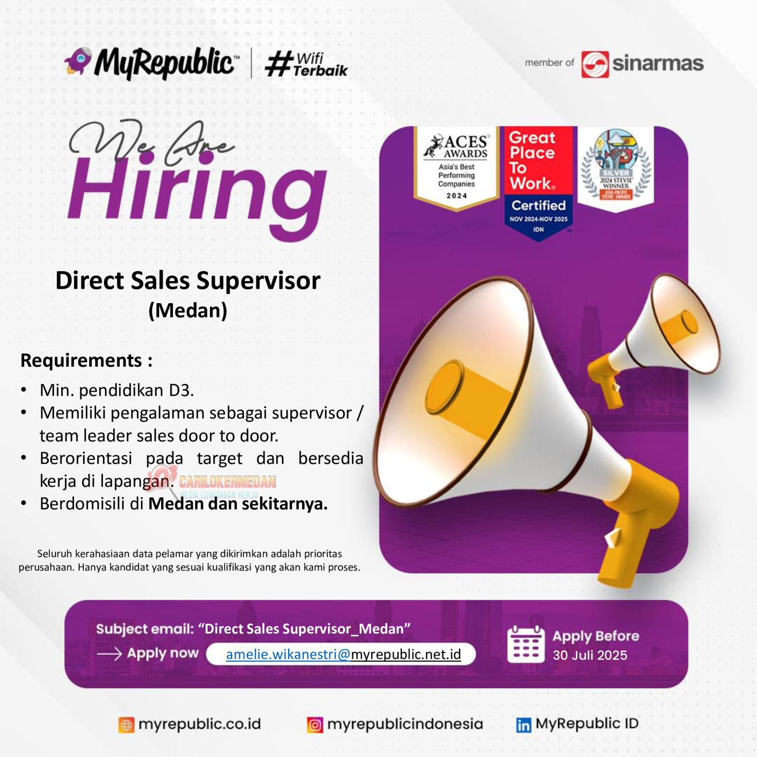Loker Tamatan D3 S1 Di PT Eka Mas Republik Medan Juli 2025