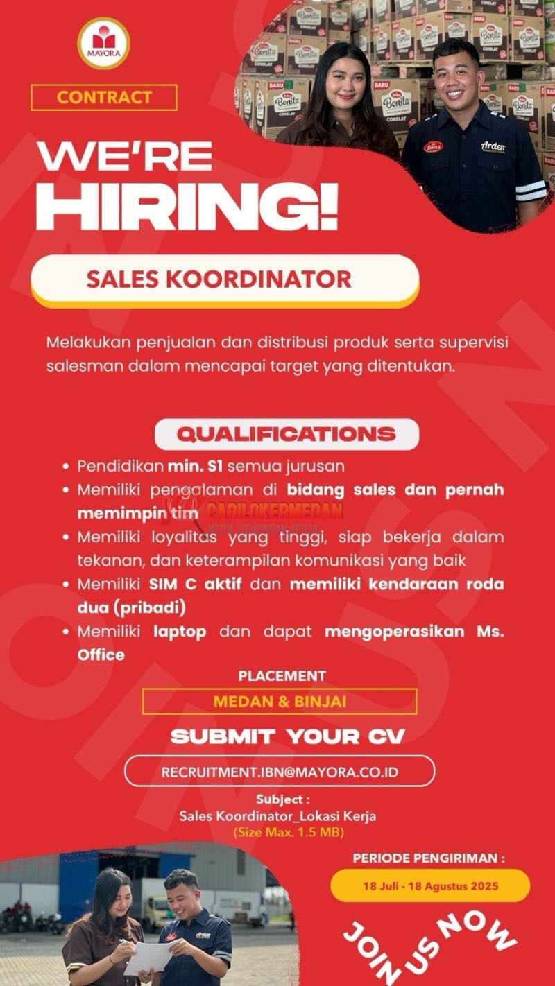 Loker Tamatan S1 Di PT Mayora Indah Tbk Medan Binjai Juli 2025