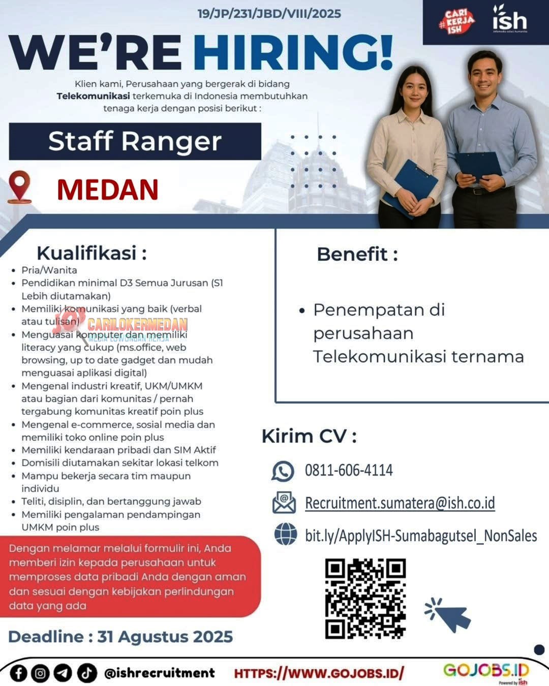 Dibutuhkan Staf Ranger untuk pendampingan UMKM di Kota Medan Silakan apply melalui link beriku