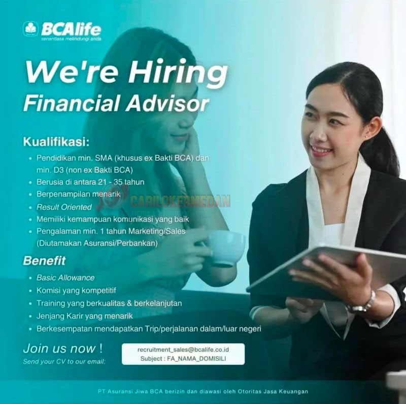 Loker D3 S1 Di PT Asuransi Jiwa BCA Medan Tj Balai R Prapat