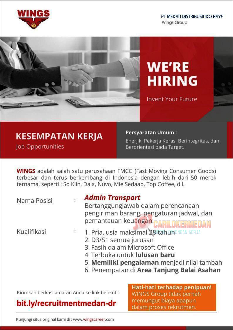 Loker D3 S1 Di PT Medan Distribusindo Raya Wings Group